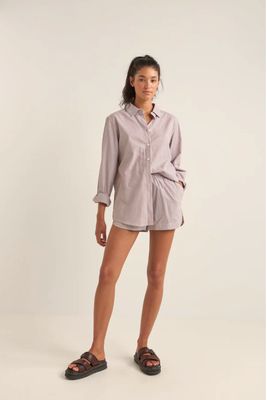 Rhythm Zephyr Stripe Beach Shirt/ Choc