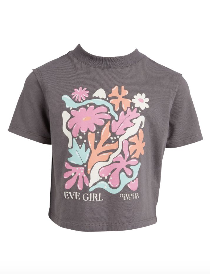 Eve Girl Coral Garden Tee/ Char [3-7YEARS]
