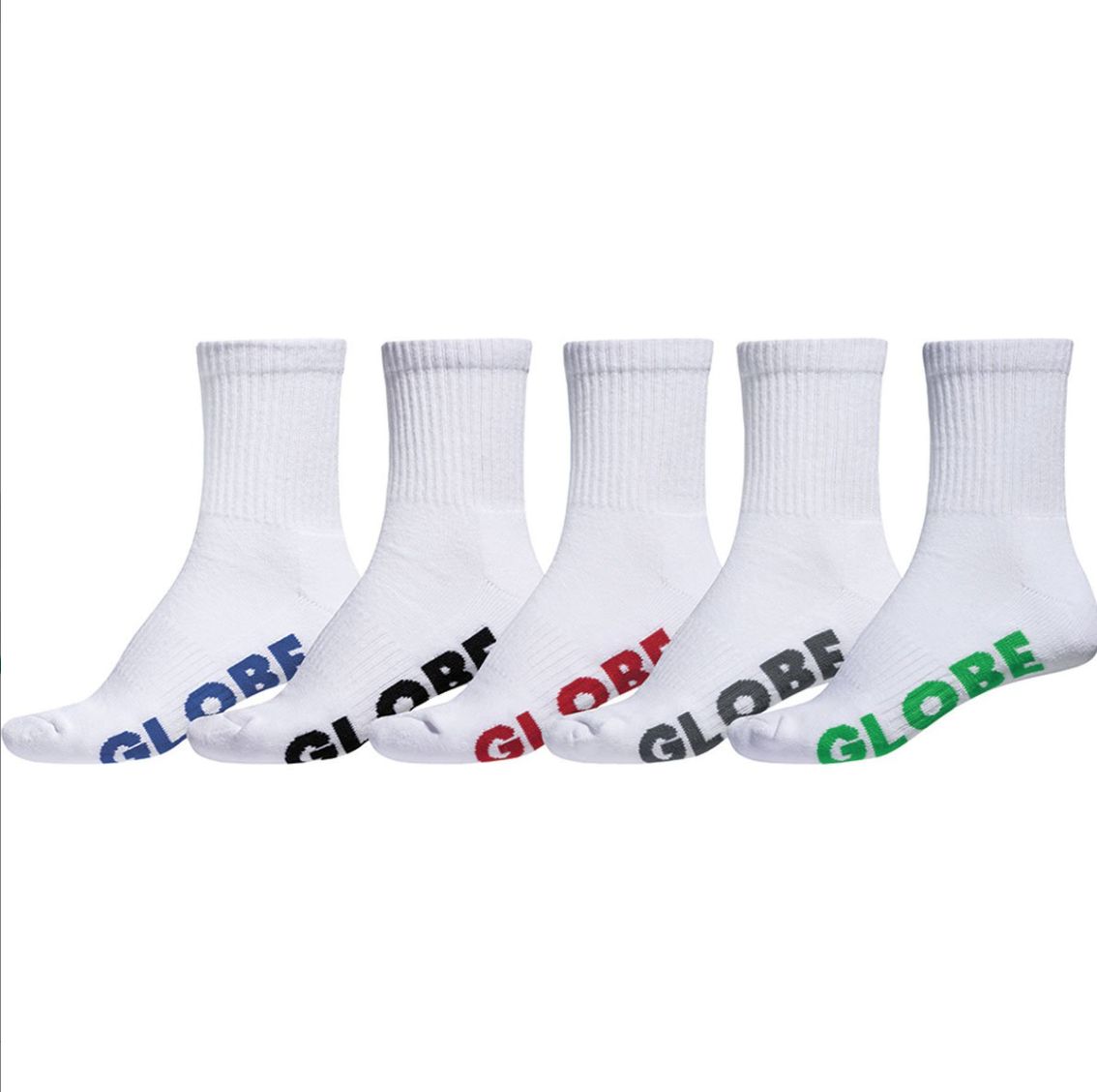 Globe Stealth Crew Socks 5Packs/ White [2-8YOUTH]