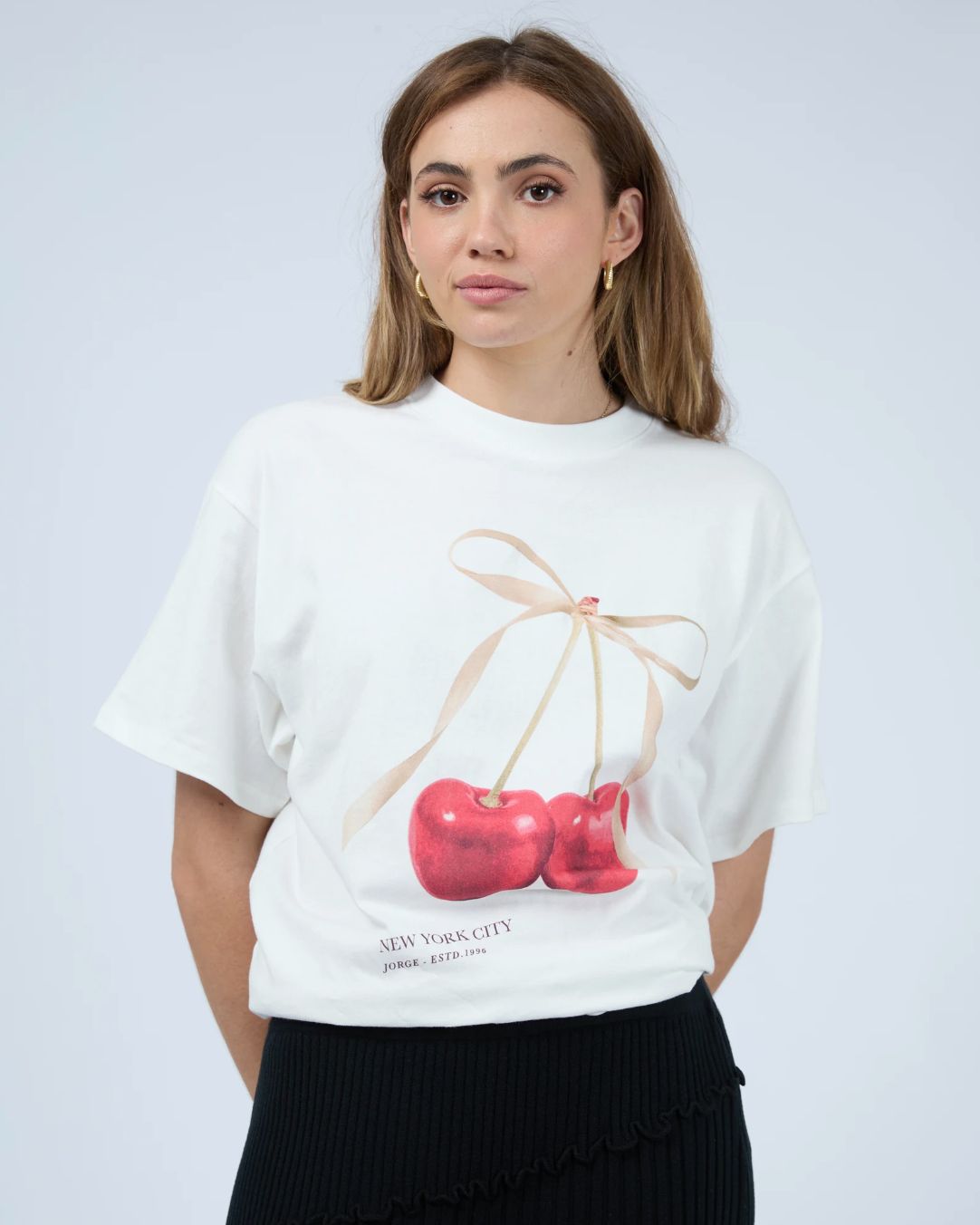 Jorge Cherry Tee/ White