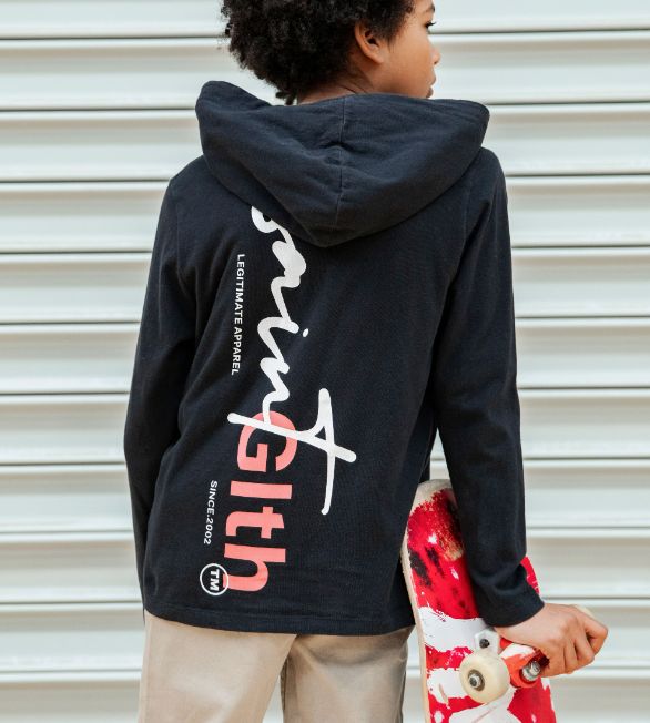 St Goliath Signature Hoodie Tee/WBlk [8-16YOUTH]