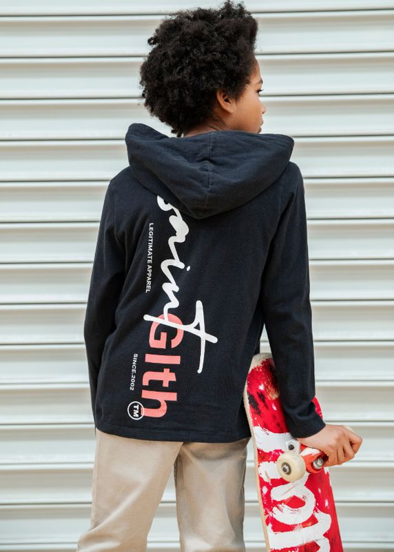 St Goliath Signature Hoodie Tee/WBlk [3-7YOUTH]