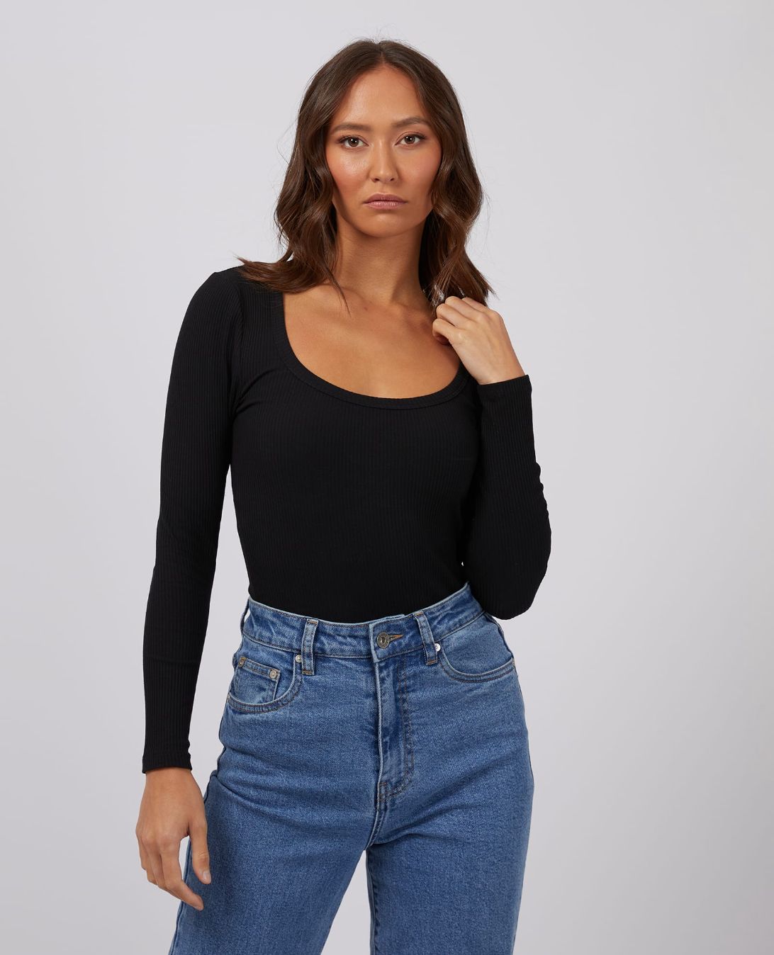 Silent Theory Hazel Rib L/S Scoop Neck / Black