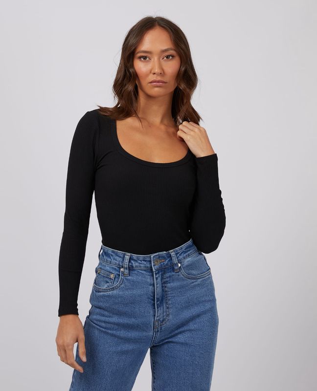 Silent Theory Hazel Rib L/S Scoop Neck / Black