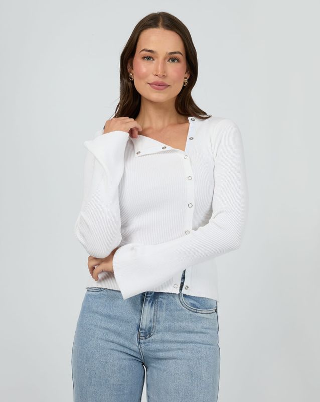 Silent Theory Marleigh Knit Long Sleeve/ White