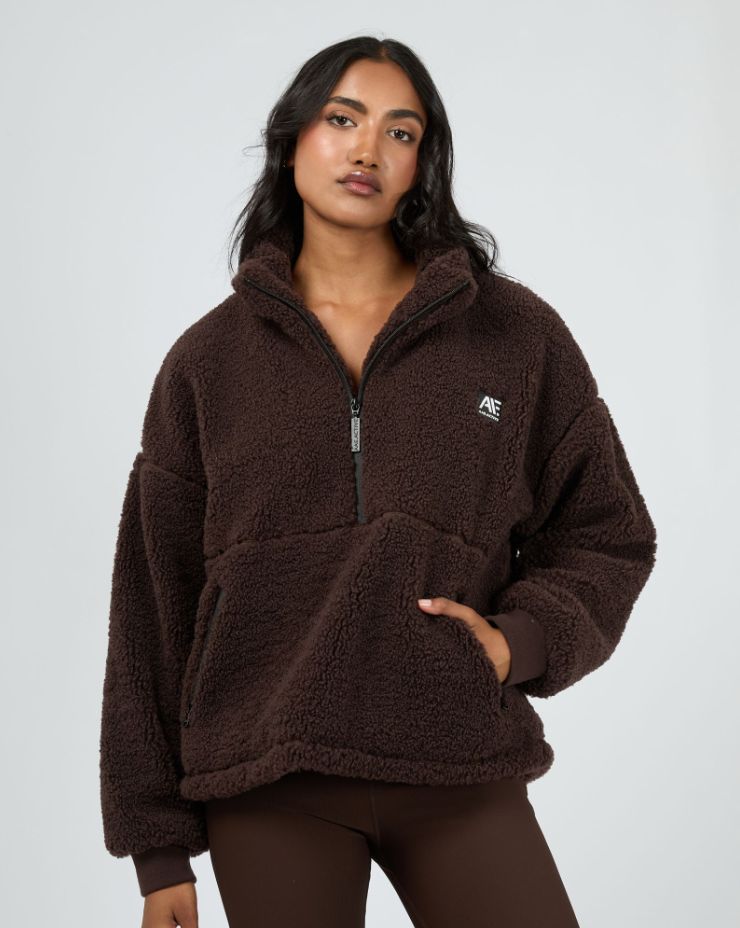 AAE Active Amara Quarter Zip Teddy/ Chocolate