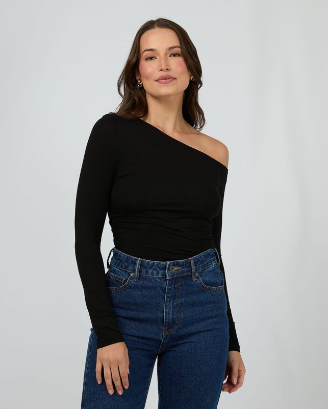 Silent Theory Evie Ruched Long Sleeve / Black