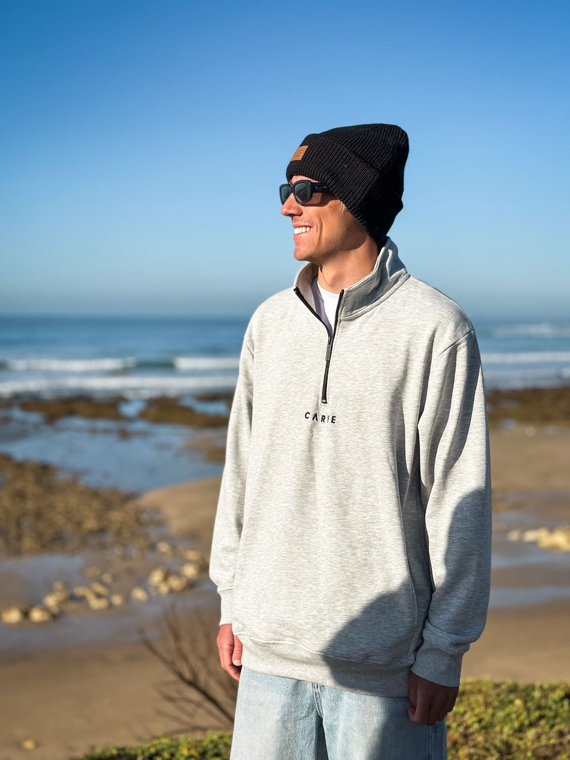 Carve Locals Mens 1/4 Zip / Grey Marle
