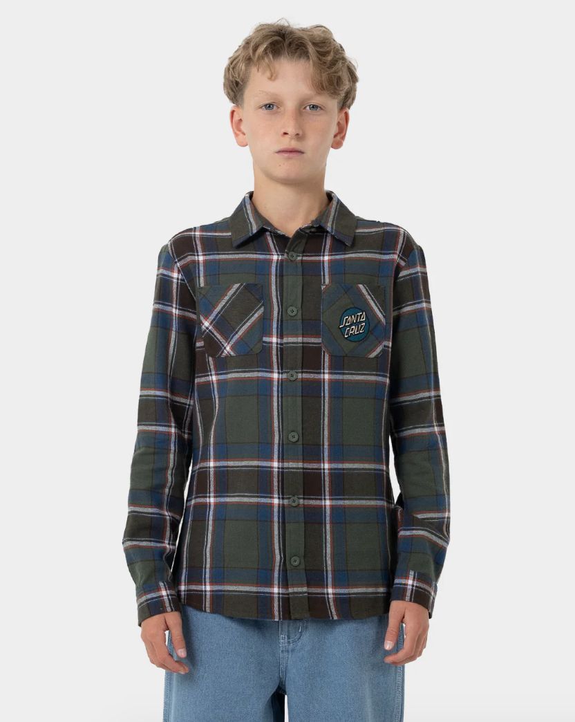 Santa Cruz Shred Long Sleeve Shirt / Moss [8-16YEARS]