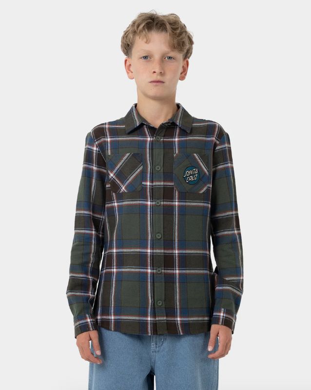Santa Cruz Shred Long Sleeve Shirt / Moss [8-16YEARS]