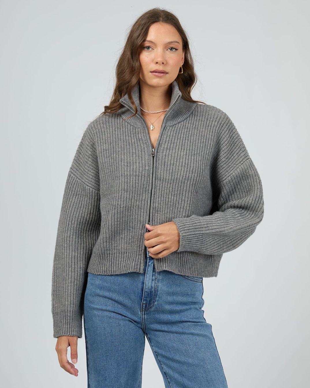 AAE Bridie Knit Zip-Through/ Grey