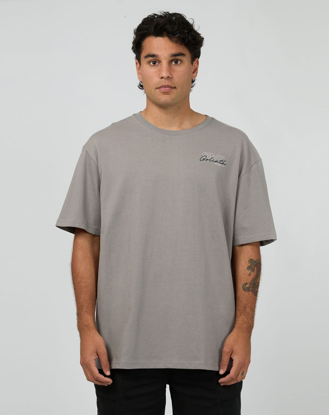 St Goliath Link Script Tee/ Smoke