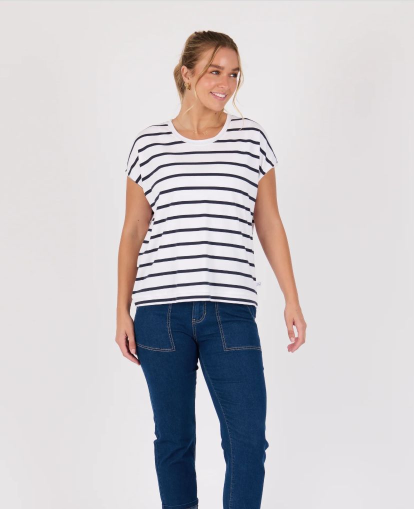 OTW Shell Tee Round Neck/ Nvy Striped