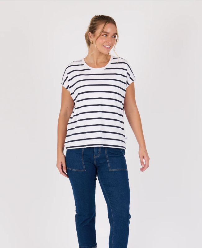 OTW Shell Tee Round Neck/ Nvy Striped