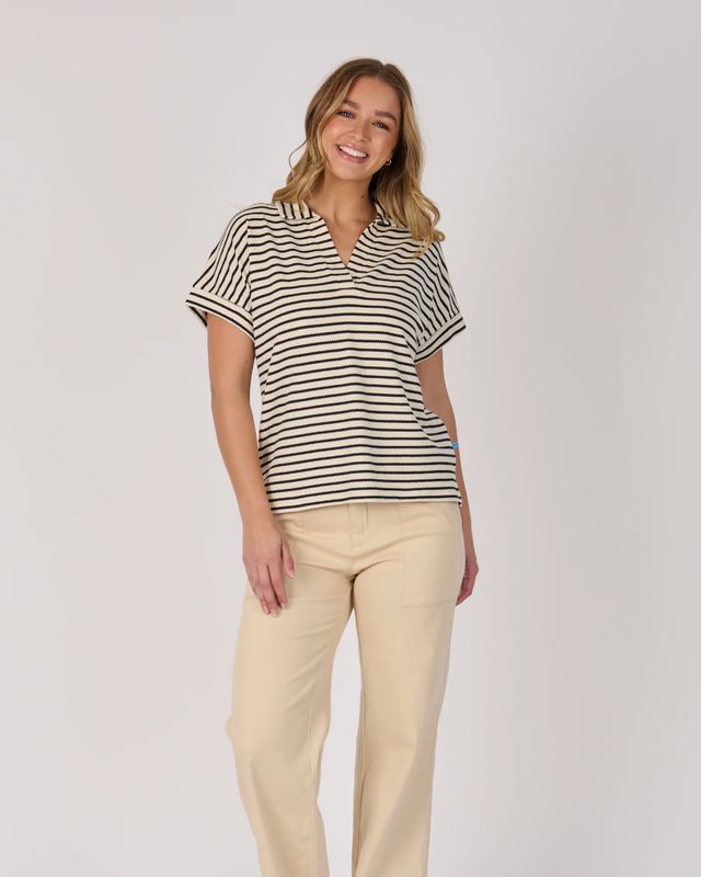 OTW Collared Relaxed Tee/ Stripe