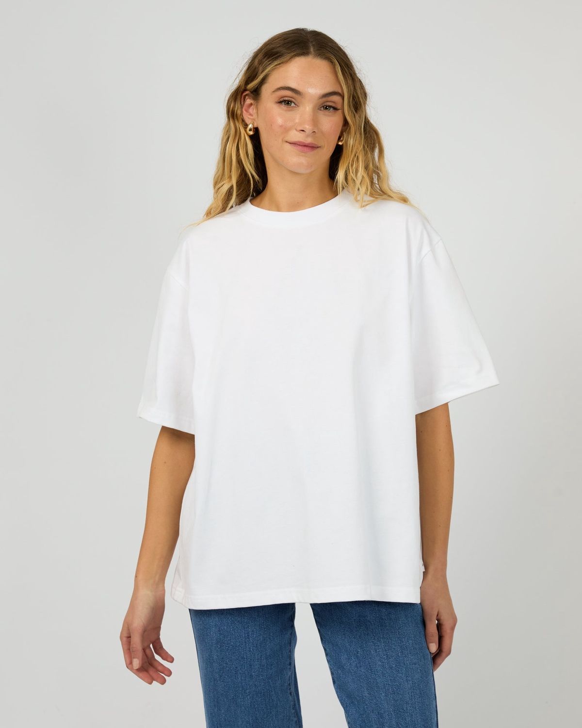 Silent Theory Oversized Tee, Women&#39;s, White, Cotton, Crew Neck, Short Sleeve, Casual Basics View.