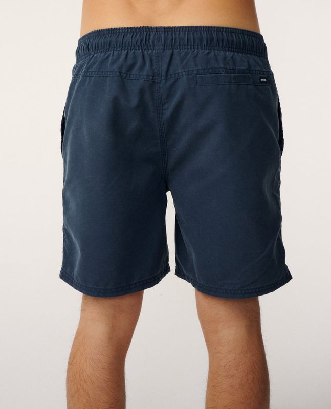 Back view of a male model wearing the Rip Curl Bondi Volley Short in Navy, featuring 1 functional back pocket.