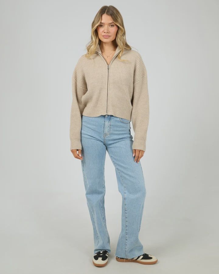 AAE Bridie Knit Zip Through in Oat