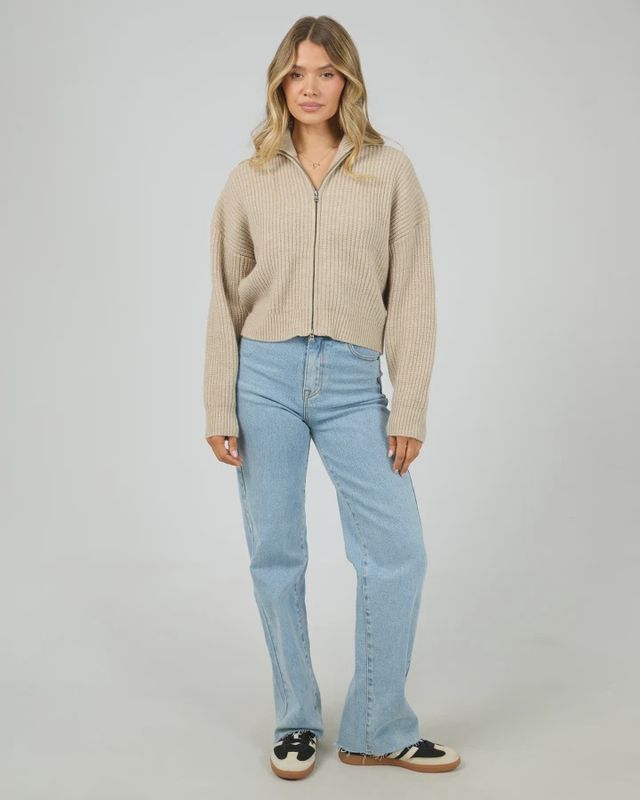 AAE Bridie Knit Zip Through in Oat