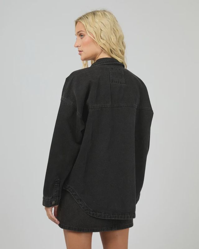 All About Eve Dale Shacket Washed Black Denim Oversized Shacket Women's Casual Outerwear Jacket