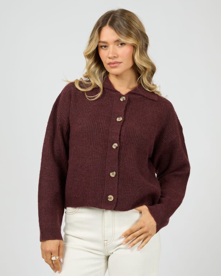 AAE Nantucket Knit Cardi in Burgundy