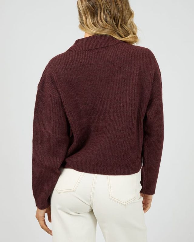 AAE Nantucket Knit Cardi in Burgundy