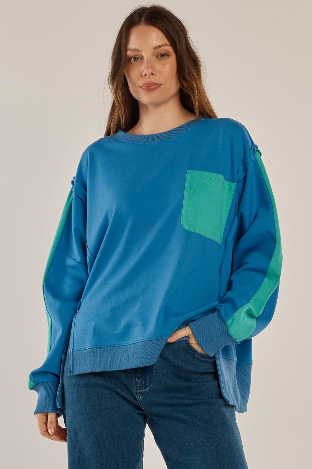 Tania Sweatshirt in Blue/ Green
