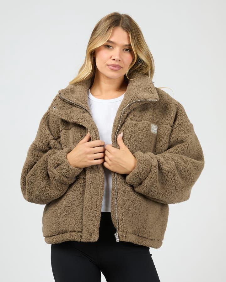Cosy Club Teddy Jacket in Mocha