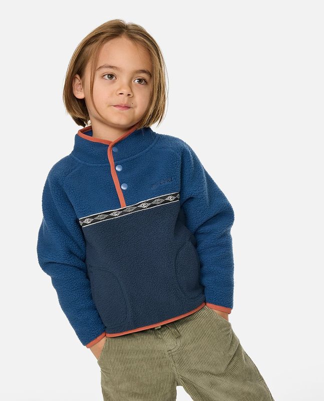 Toddler wearing the Heritage Polar Fleece By RipCurl featuring a soft polar fleece and ripcurl branding