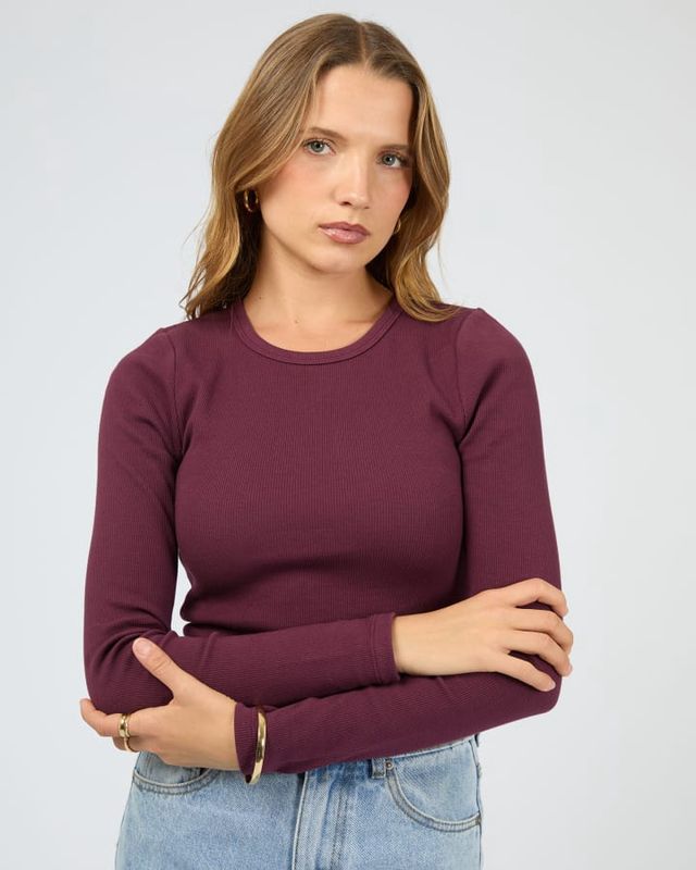 Silent Theory Rib Long Sleeve in Cherry