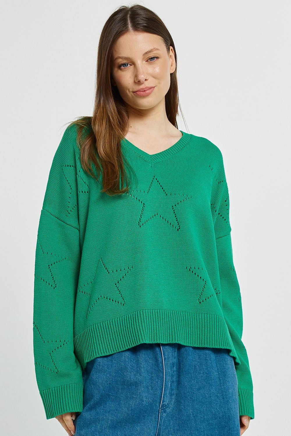 Sass Selene Star Sweater in Green