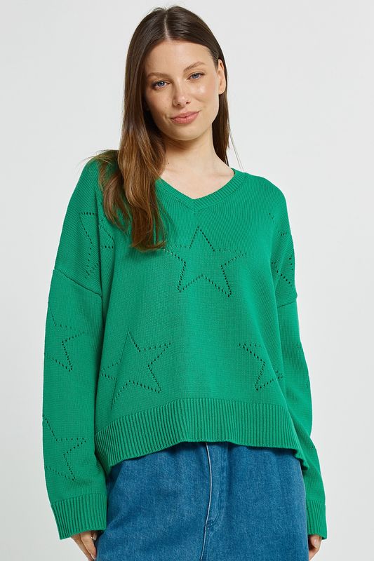 Sass Selene Star Sweater in Green