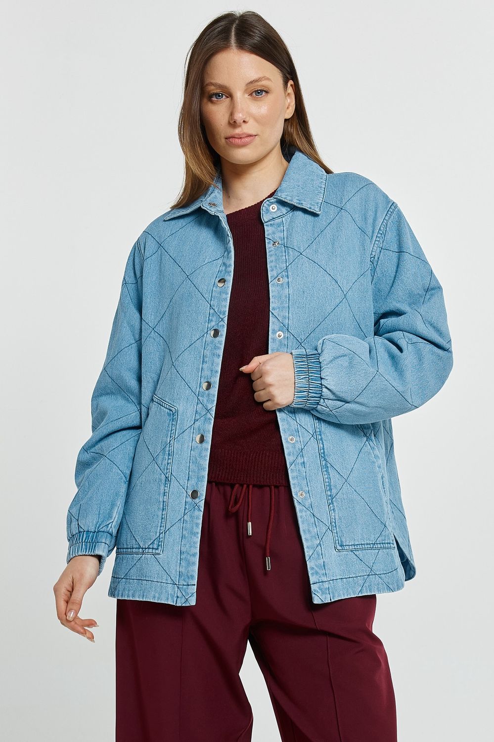 Betty Basics Quest Quilted Jacket in Denim Blue