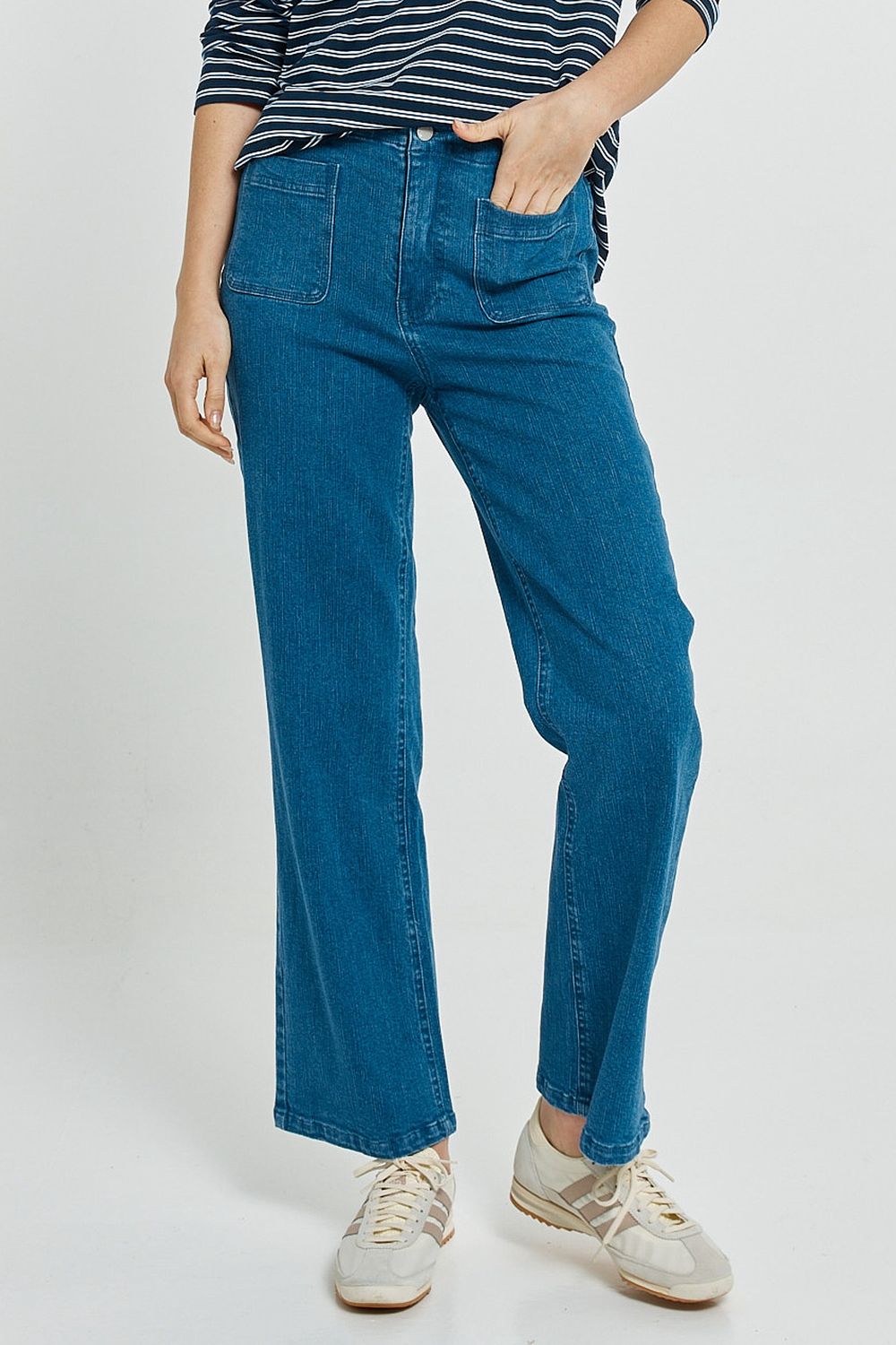 Betty Basics Patch Pocket Jean in Vintage Blue
