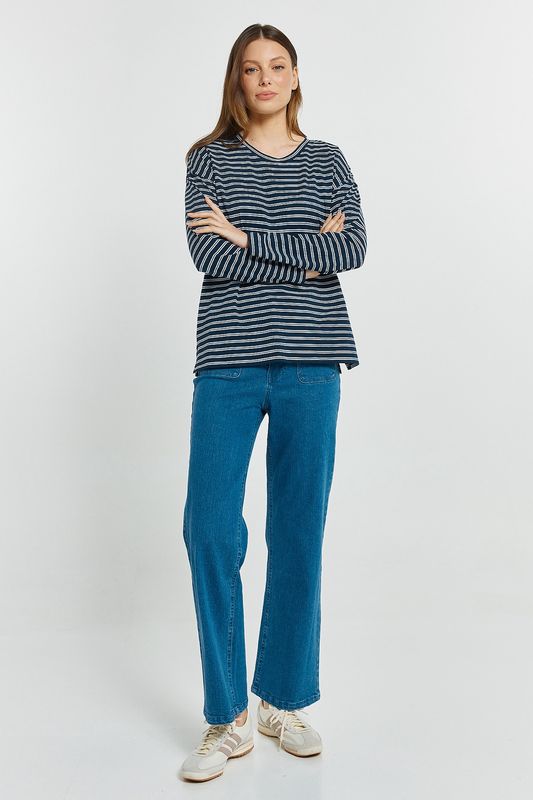 Betty Basics Patch Pocket Jean in Vintage Blue