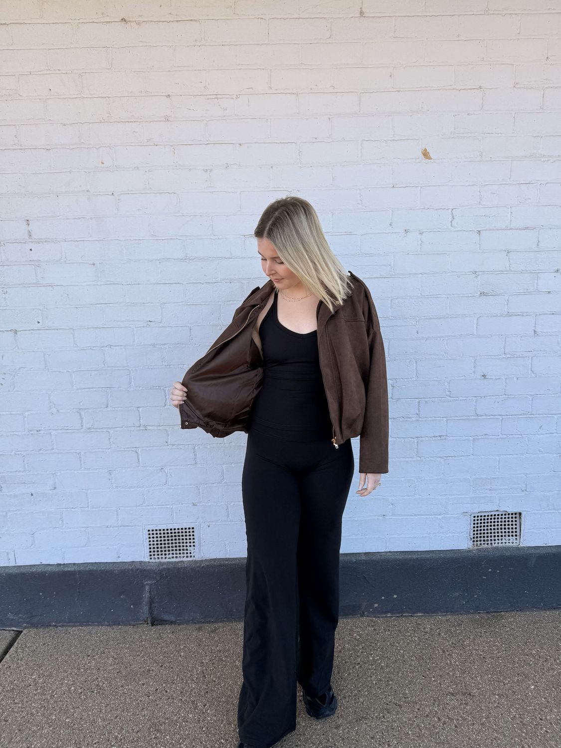 Elkemi Suede Jacket in Chocolate Brown