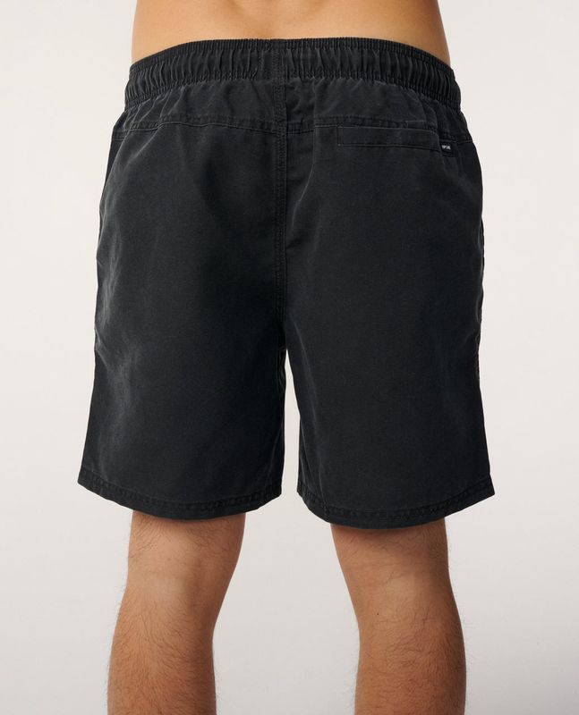 Back view of a male model wearing the Bondi Volley Short in Black featuring 1 back functional pocket and mid size length.