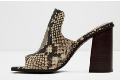 Open Toe Plain Leather Python Elegant Style Chunky Heels