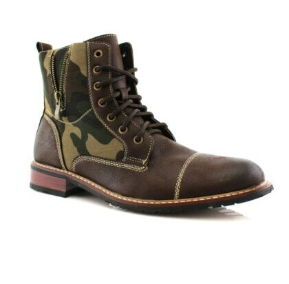 Ferro Aldo Men's Camouflage Pattern Combat Boots Casual High-top Zipper Shoes