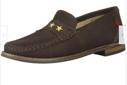 MARC JOSEPH NEW YORK Unisex-Child Leather Brown Loafer Embroidered Star