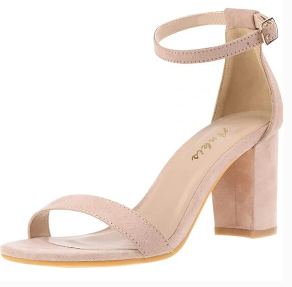 Ankle Strap Heels Nude Suede