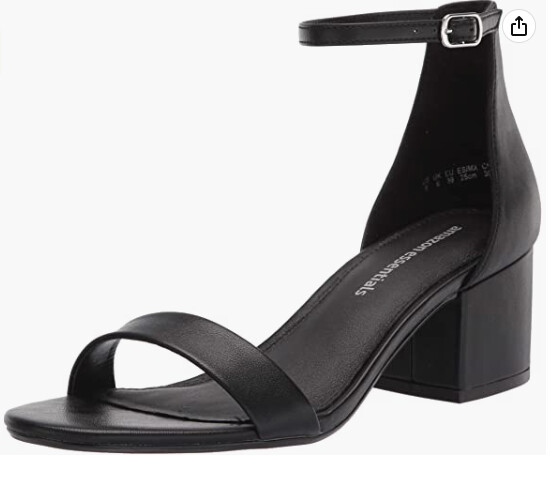 Amazon Essentials Women's Two Strap Heeled Sandal Black