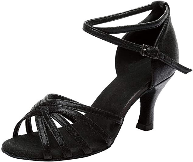 Black Latin Dance shoes Cross strap