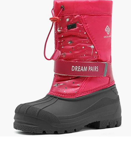 DREAM PAIRS Boys & Girls Mid Calf Waterproof Winter Snow Boots Pink