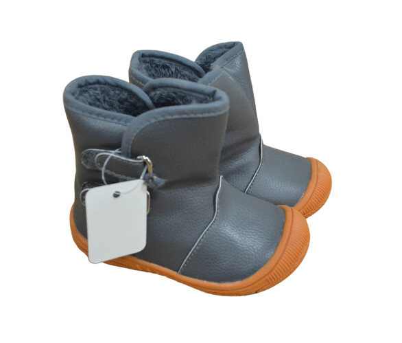 Little Boy Grey and Orange Slip on Winter Boots