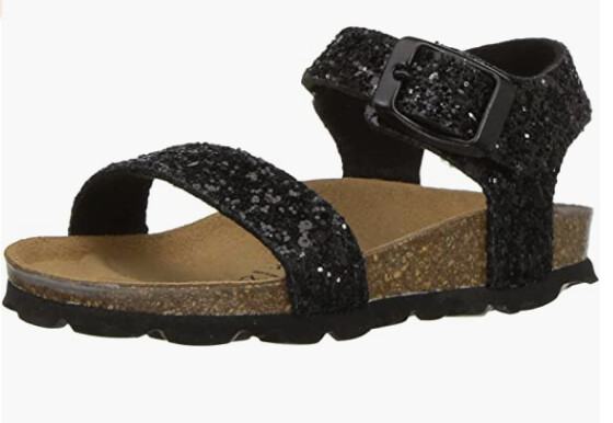 Bayton Girls Black Glitter Sandals