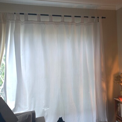 Single White Drop Curtain with White Rod
