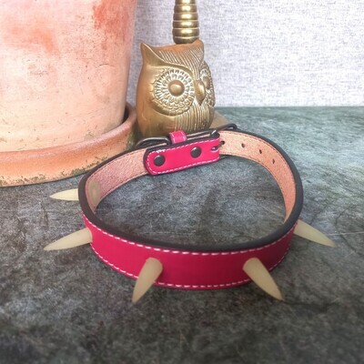 Glow-in-the-Dark Studded Red Dog&#39;s Collar