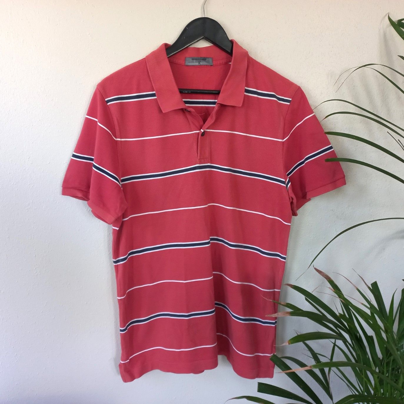 Red Stripy Golf Shirt | XL