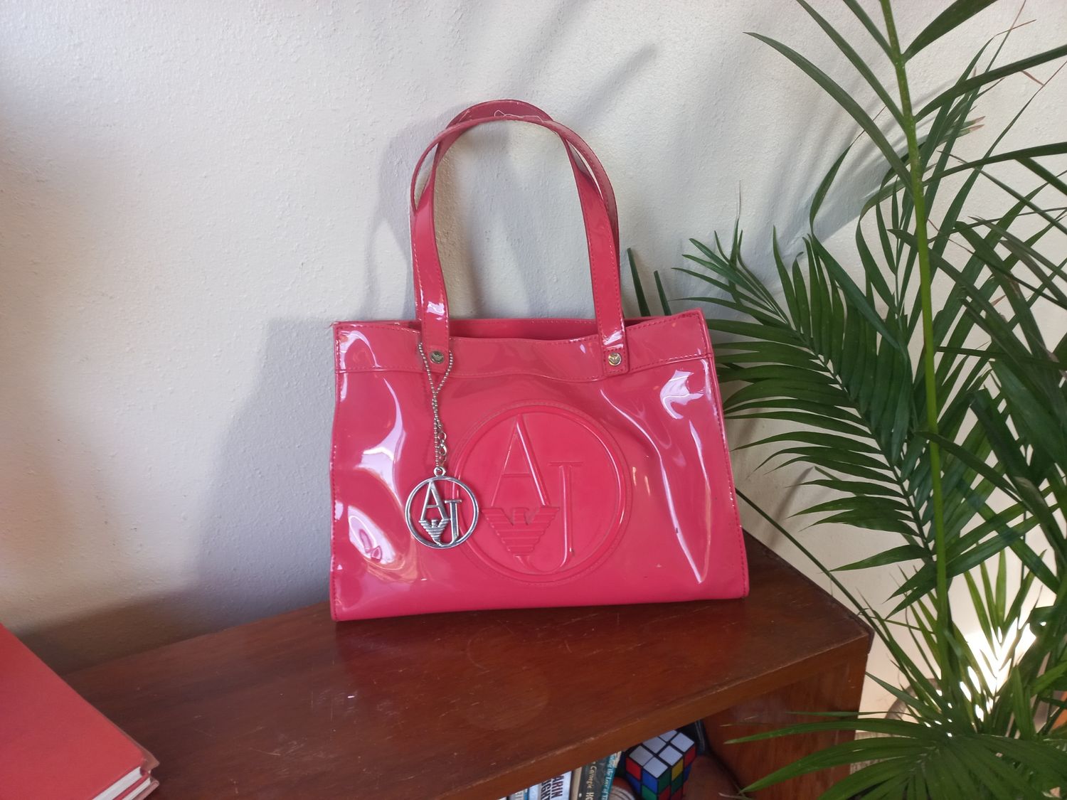 Retro Pink Embossed Tote with Matching Wallet